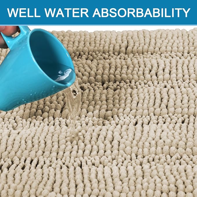 H.VERSAILTEX Bath Rugs for Bathroom Non Slip Bath Mats Thick Chenille Striped - Image 5