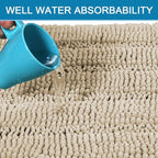 H.VERSAILTEX Bath Mats for Bathroom Non Slip Thick Chenille Striped Bath Rug - Image 5