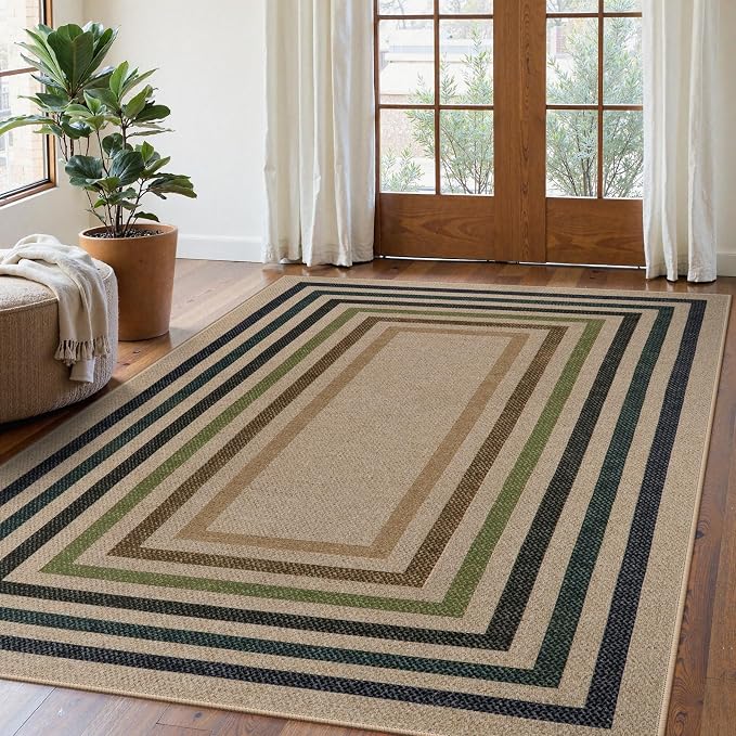 Lahome Enfys Modern Geometric Easy Jute Rug, Washable 5x7 Indoor Outdoor Rugs by Lahome