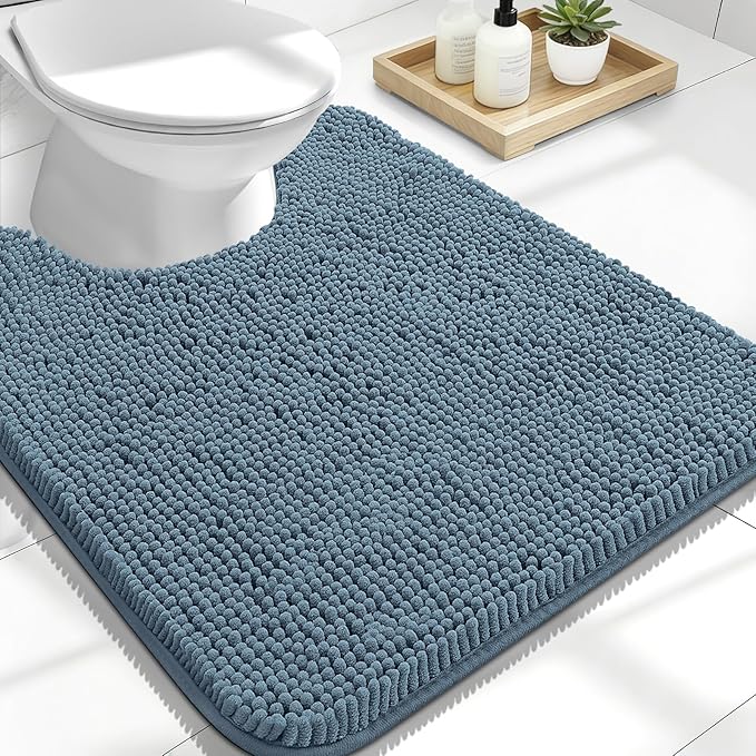 OLANLY Toilet Rugs U-Shaped 24x20, Extra Soft Absorbent Chenille Contour by OLANLY