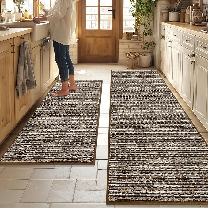 Kitchen Rugs Sets of 2-Non Slip Kitchen Mats by BSICPRO