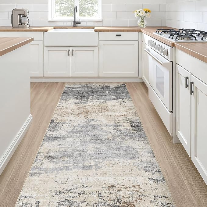 Runner Rug Kitchen Washable Rugs: 2x6 Non-Slip Abstract Soft Modern Stain by LOONGRUG