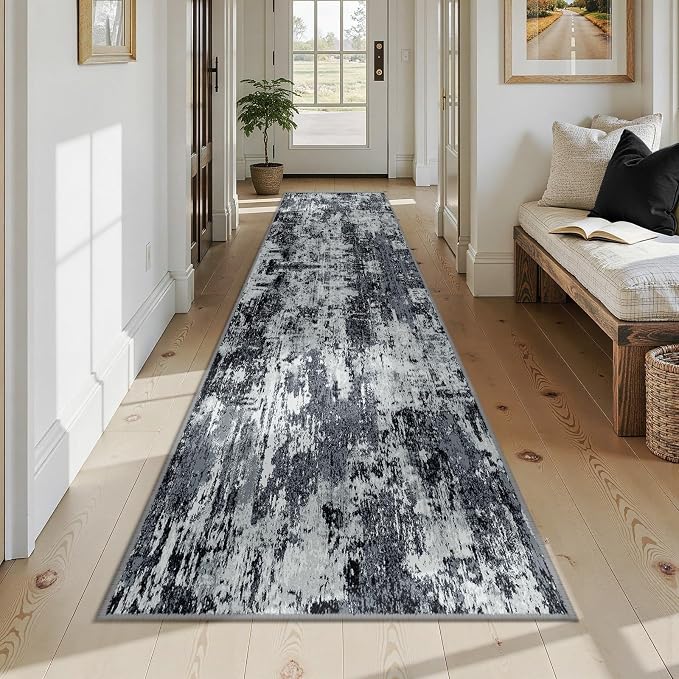 RELEANY Washable Area Rugs 2'6"x12 Non-Slip Modern Abstract Soft - Image 2