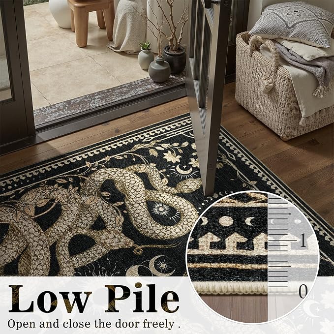 DCX Washable 2x3 Snake Rug, Soft Low Pile Carpet, Kid & Pet Friendly - Image 4