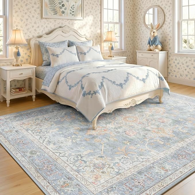 CAPALOCA Machine Washable Rugs Nursery Rug Cute Girl Non Slip Low Pile Water - Image 2