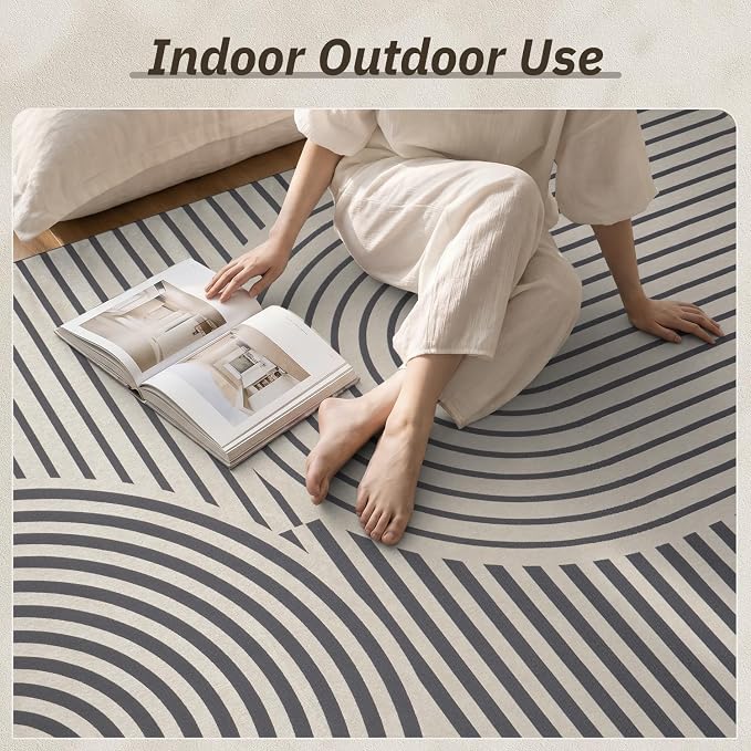 AMOAMI Outdoor Rug Patio Rug 9x12 ft Quick Dry Flatweave Textured Machine - Image 6