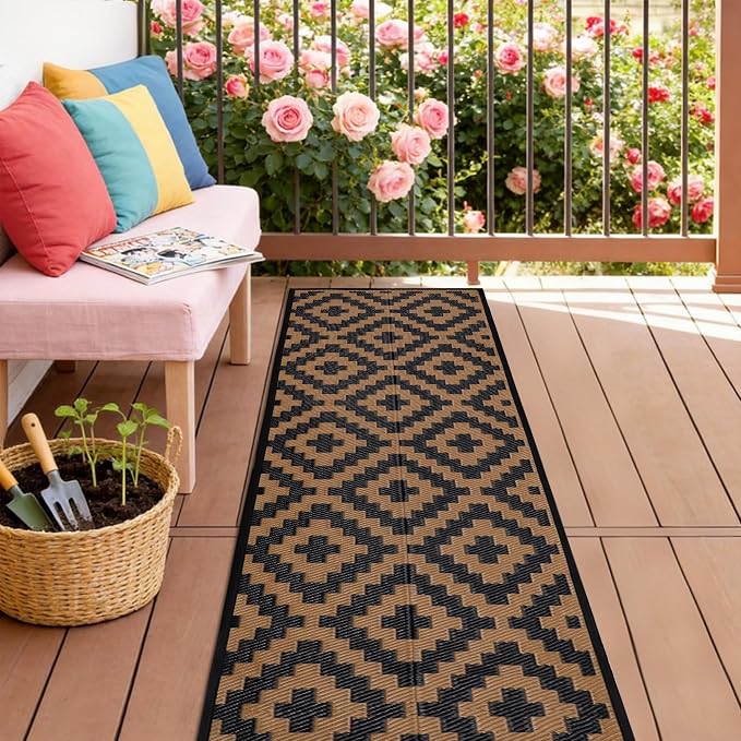 SAND MINE Reversible Mats, Plastic Straw Rug, Modern Area Rug, Large Floor Mat by SANDMIND