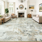 10x14 Area Rugs for Living Room, Abstract Neutral Large Washable Rug, Indoor by Carpelux