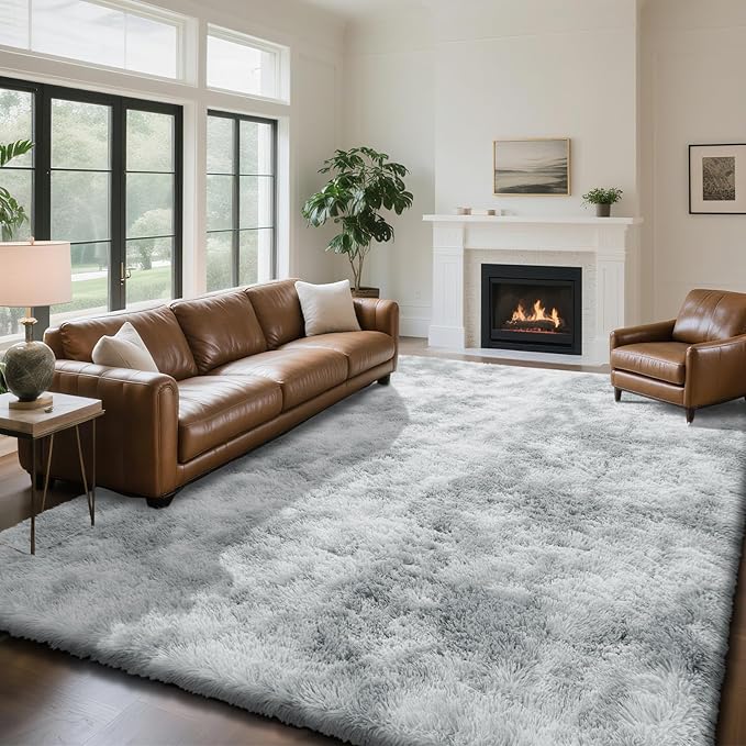 yongyangjuxin Fluffy Rug Shag Area Rug, Mottling Grey 9x12 Area Rugs - Image 2