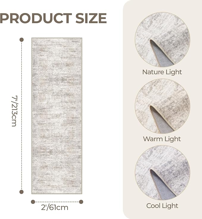 2x7 Runner Rug Non Slip, Thin Entryway Washable Rug - Image 2