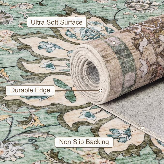 Round Area Rug for Living Room: 6ft Washable Vintage Boho Soft Thin Circle Rug - Image 6