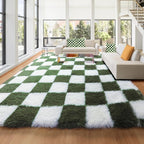 KICMOR 8x10 Area Rugs for Living Room, Large Soft Fluffy Checkered Big Fuzzy by KICMOR