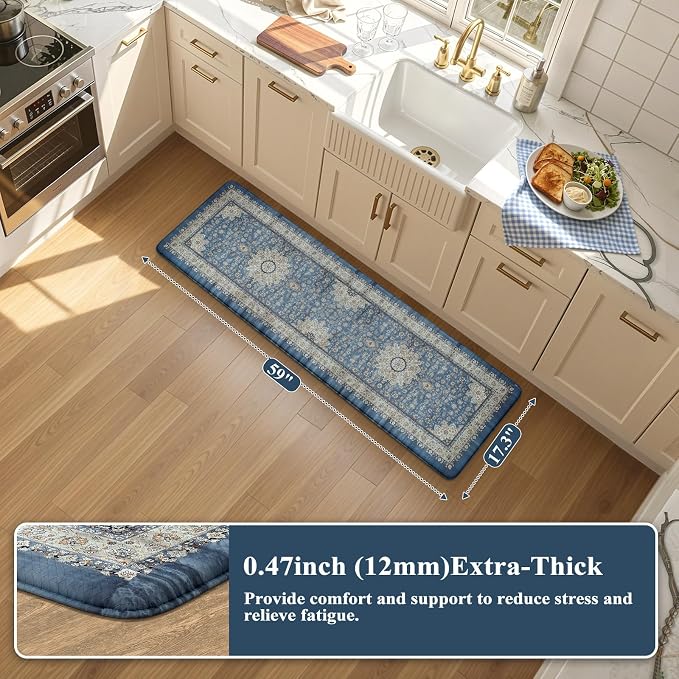 Collive Kitchen Rugs Anti Fatigue, Cushioned Kitchen Floor Mats Waterproof - Image 2