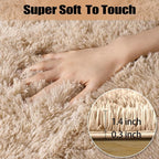 qulint 3x5 Area Rug for Bedroom, Fluffy Soft Shag Bedside Rug Fuzzy Tan Small - Image 2