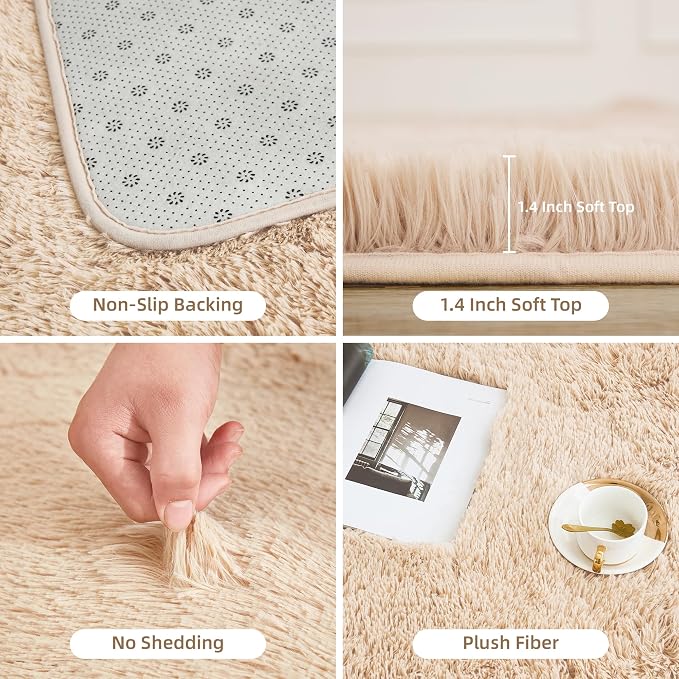 Litanika 8x10 Shag Area Rug for Living Room Bedroom, Non-Shedding Modern Indoor - Image 5