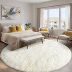 Round White Rug for Bedroom, 8 ft Circle Area Rugs for Living Room, Soft Large - Image 2