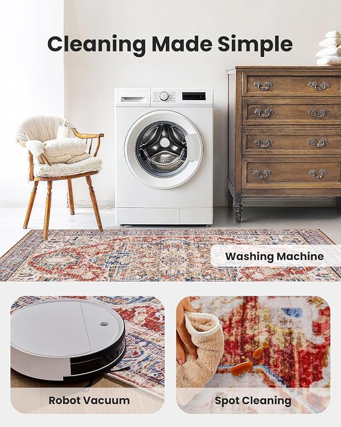 AMADA HOMEFURNISHING 8x10 Washable Area Rug, Low-Profile Large Area Rug - Image 6
