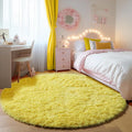 ONASAR Yellow Round Rugs 5ft for Bedroom Living Room, Fluffy Circle Area Rug by ONASAR