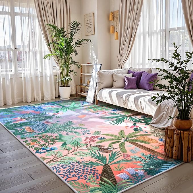 LIVEBOX Machine Washable Area Rugs 8x10 Lavender Girls Bedroom Rug, Soft by LIVEBOX