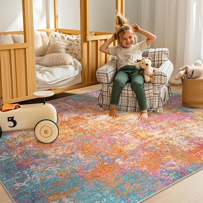 RELEANY Washable Area Rugs 6'x9' Non-Slip Modern Abstract Soft - Image 4