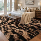 qulint Leopard Rug for Living Room, 5x7 Fluffy Carpet for Bedroom Soft Shaggy - Image 3