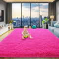 qulint Hot Pink Rug for Living Room 8x10, Soft Shag Fluffy Girl Rug for Bedroom by QULINT