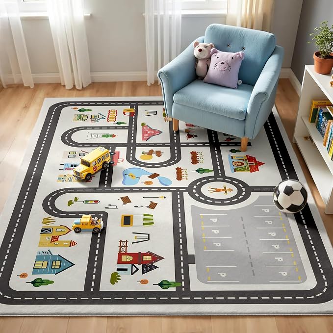5x7ft Kids Town Road Play Rug by Nayoroom