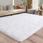 8x10 Fluffy Rugs for Living Room, Soft Large White Shag Area Rug Carpet for - Image 2