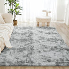 Litanika 3x5 Shag Area Rug for Living Room Bedroom, Tie-Dyed Light Grey High - Image 2