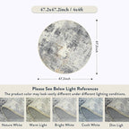 Lahome Modern Abstract Round Rug - 4Ft Grey Small Bathroom Rug Indoor 4x4 - Image 2