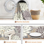 4x6 Washable Rug for Living Room Tropical Botanical Modern Floral Chenille Area - Image 5