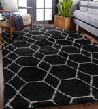ONASAR Area Rugs for Living Room Bedroom, 5x8 Fluffy Black and White Rug - Image 6