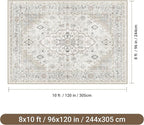 befbee 8x10 Area Rugs for Living Rooms, Stain Resistant Neutral Washable Rugs - Image 2