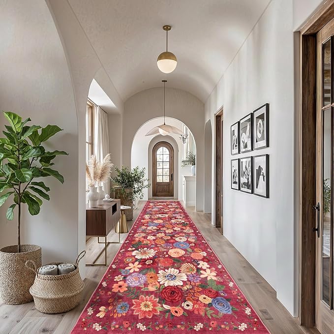 Rug for Hallways Kitchen Rug 2'6" x 14', Non Slip Washable Rugs by WelcometoBabovid