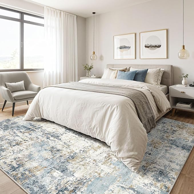 10x13 Area Rug Living Room: Washable Large Abstract Modern Soft Rugs Stain - Image 4