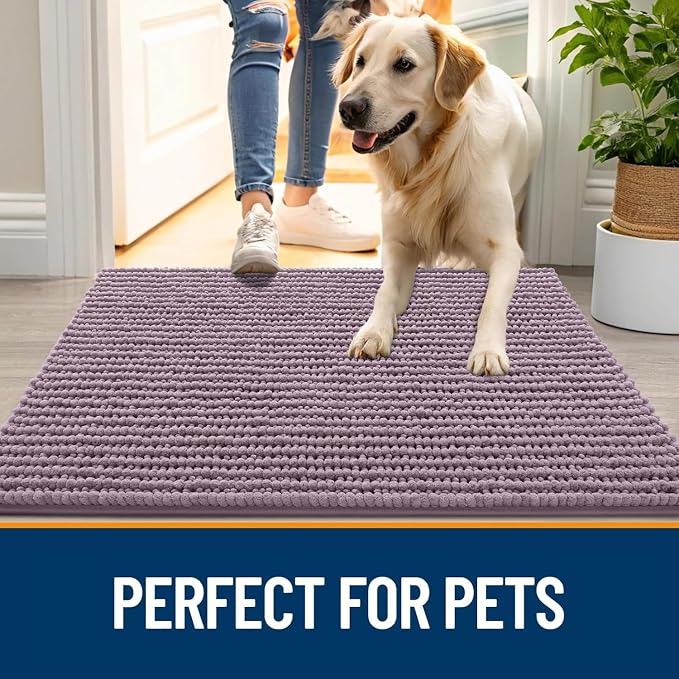 OLANLY Dog Door Mat for Muddy Paws 44x24, Ultra Absorbent Chenille Mud Doormat - Image 6
