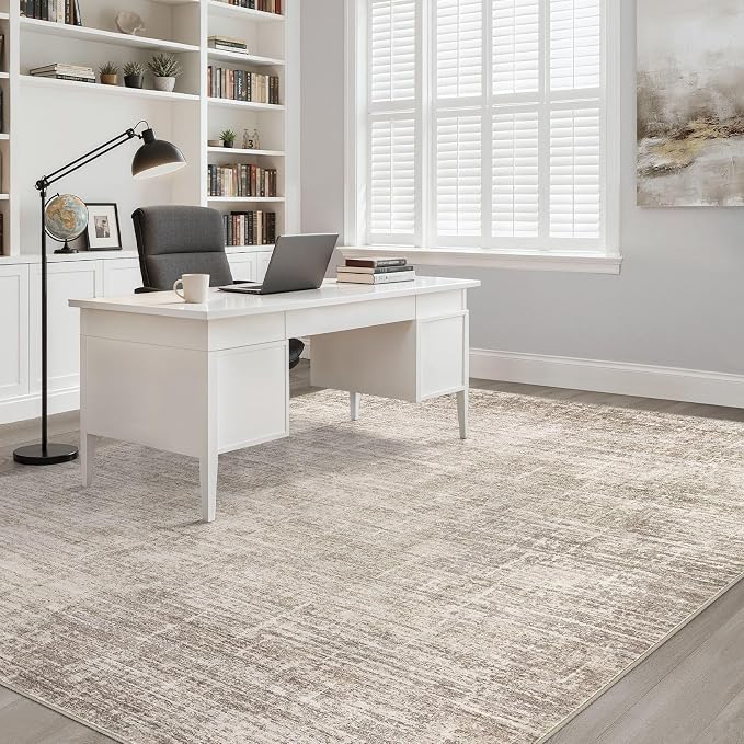 8x10 Area Rugs Living Room: Washable Large Neutral Brown Rug Abstract Soft - Image 7