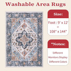 SERISSA Washable Rugs 9x12 Area Rugs, Large Non-Slip Blue Orange Living Room Rug - Image 6