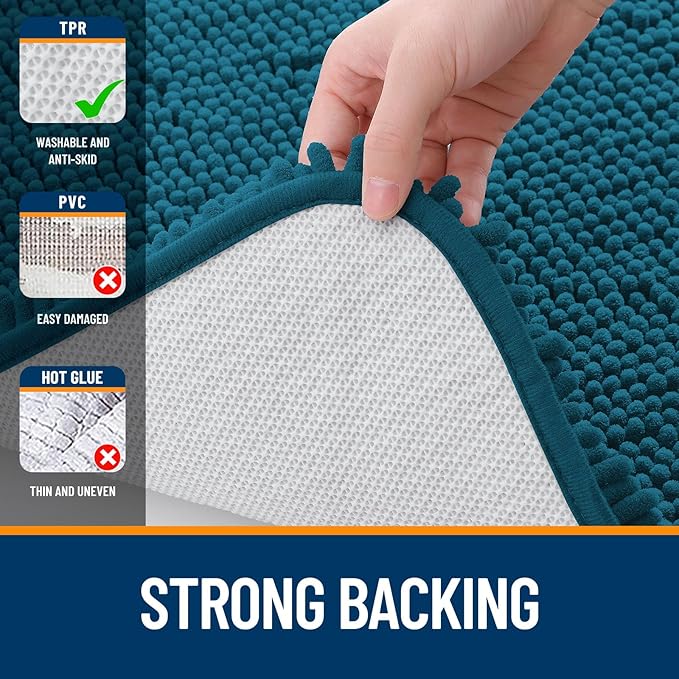 OLANLY Bathroom Rugs 34x21, Extra Soft Absorbent Chenille Bath Rugs, Rubber - Image 6