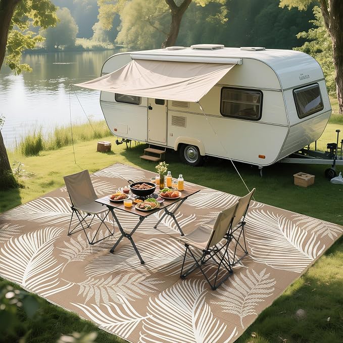 Pauwer Waterproof Outdoor Rug 8x10, Reversible Plastic Straw Patio Camping Rug - Image 5