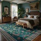 DCX 6x9 Washable Insect Rug, Vintage Gothic Deep Teal Rug - Image 2
