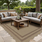 Scalloped 5x7 Rug for Living Room, Easy Jute Washable Outdoor Patio Carpet - Image 3