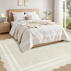 Washable 6x9 Area Rugs for Living Room, Solid Ivory Ultra-Thin Bedroom Rug - Image 7
