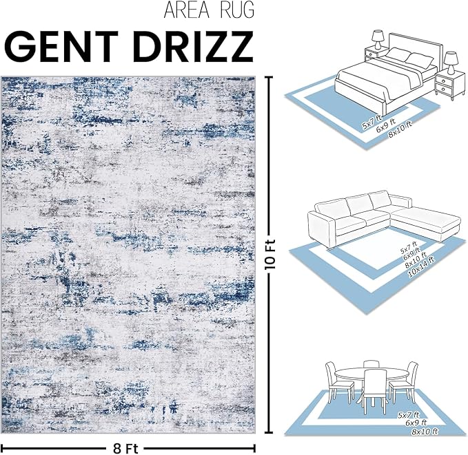 Area Rug Living Room Rugs: 8x10 Large Soft Indoor Carpet Modern Abstract Rug - Image 2