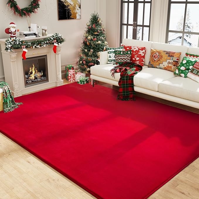 Amearea Large Modern Area Rugs for Bedroom Living Room, 5x8 Feet Red Thickened - Image 7