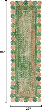 SAFAVIEH Cape Cod Collection 2' 3" x 8' Green / Natural CAP201Y Handmade Boho - Image 2