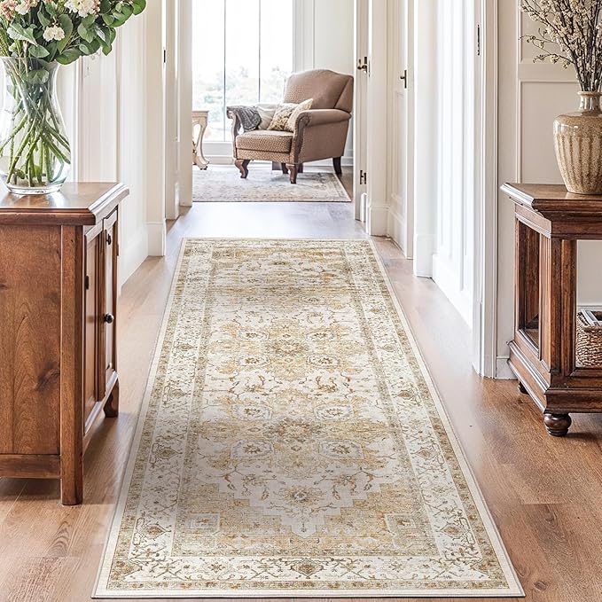 AMADA HOMEFURNISHING 2'6"x8' Washable Area Rug, Low-Profile Entryway Rug - Image 4