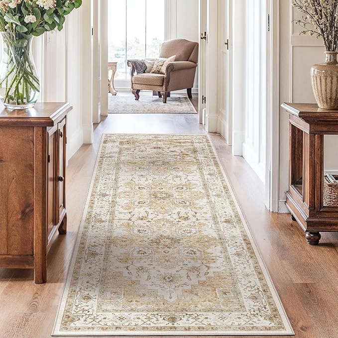 AMADA HOMEFURNISHING 2'6"x10' Washable Area Rug, Low-Profile Entryway Rug - Image 8