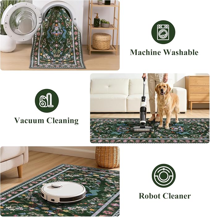 HEBE Washable Hallway Runner Rug 2'x 8' Non Slip Kitchen Rugs Runner, Low Pile - Image 5