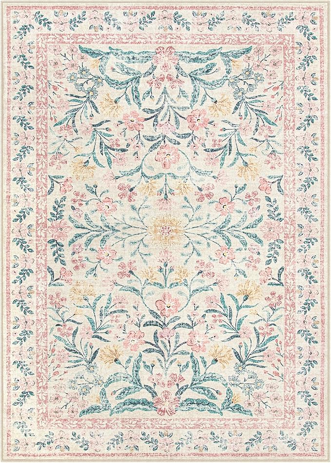Wonnitar Pink Rugs for Nursery, 5x7 Washable Rug for Bedroom Girls, Boho Soft - Image 10